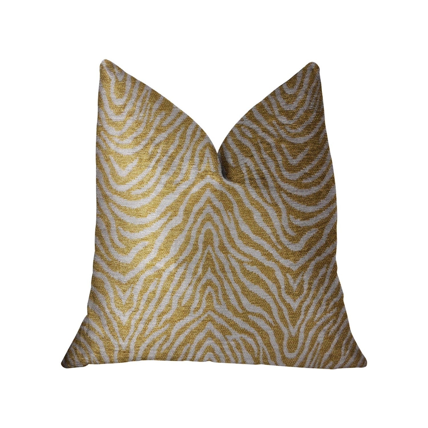 Plutus Oasis Waves Yellow And Beige Luxury Throw Pillow - Double Sided  20' X 20'