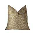 Plutus Oasis Waves Yellow And Beige Luxury Throw Pillow - Double Sided  22' X 22'
