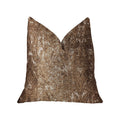 Plutus Chestnut Crush Brown Luxury Throw Pillow - Double Sided  20' X 36' King