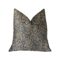 Plutus Exotic Phantom  Blue And Gold Luxury Throw Pillow - Double Sided  26' X 26'
