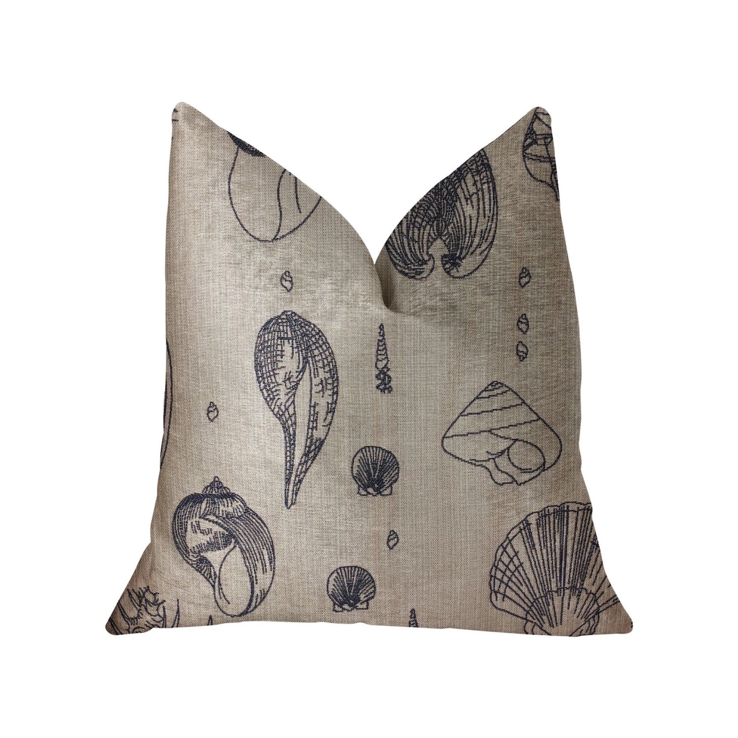 Plutus Seashell Bay Blue And Beige Luxury Throw Pillow - Double Sided  20' X 26' Standard