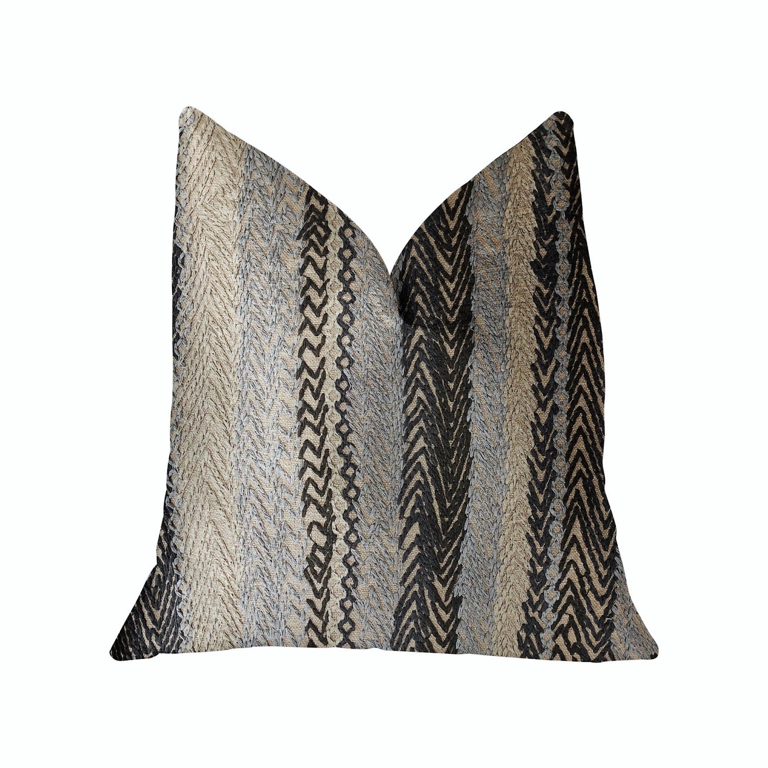 Plutus Grey Horizon Blue And Gray Luxury Throw Pillow - Double Sided  24' X 24'