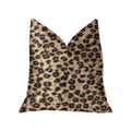 Plutus Crimson Cheetah Black And Brown Luxury Throw Pillow - Double Sided  18' X 18'