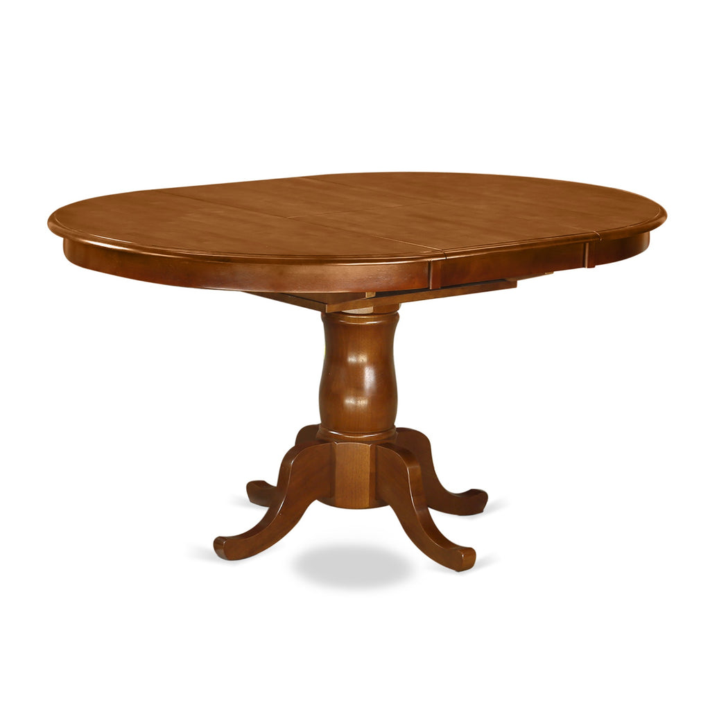 East West Furniture POAV7-SBR-C 7 Piece Modern Set Consist of an Oval Wooden Table with Butterfly Leaf and 6 Linen Fabric Upholstered Dining Chairs, 42x60 Inch
