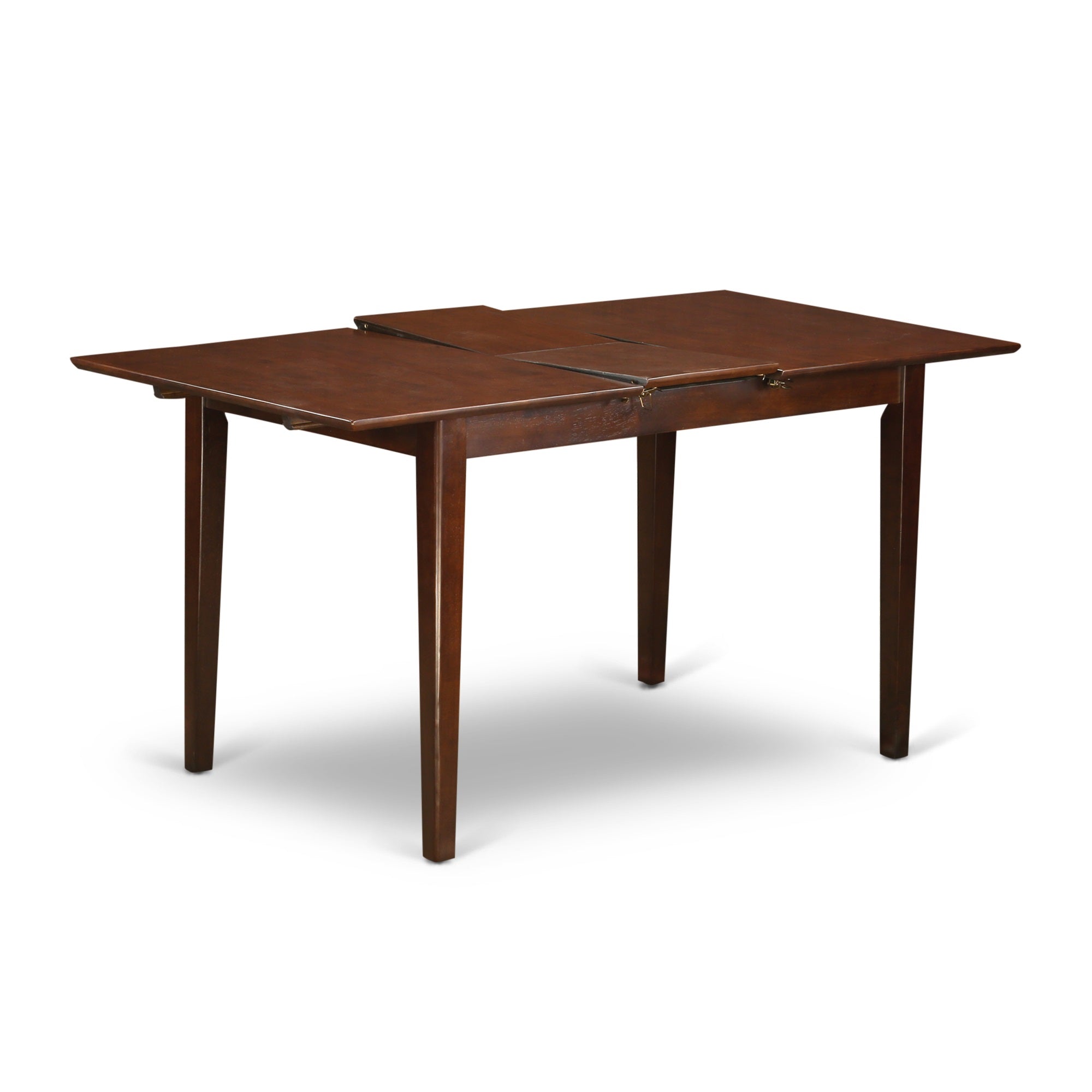 East West Furniture PSDU5D-MAH-W 5 Piece Dining Table Set for 4 Includes a Rectangle Kitchen Table with Butterfly Leaf and 2 Dining Chairs with 2 Benches, 32x60 Inch, Mahogany