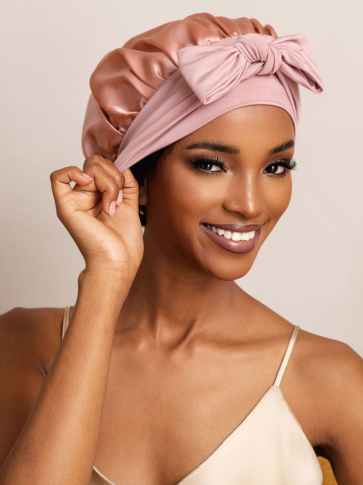 [Pink] SilkSilky  Sleep Cap 001