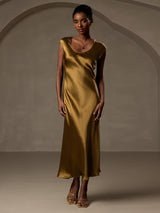 [Brown] SilkSilky  Cap Sleeve Dress 001