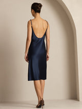[Dark Blue] SilkSilky Spaghetti Strap U Neck Dress 002