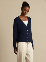 [Dark Blue] SilkSilky  Long Sleeve Women's Cardigan 001
