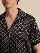 [Black Chain] SilkSilky  Short Sleeve Lapel Collar Men's Pajamas 004