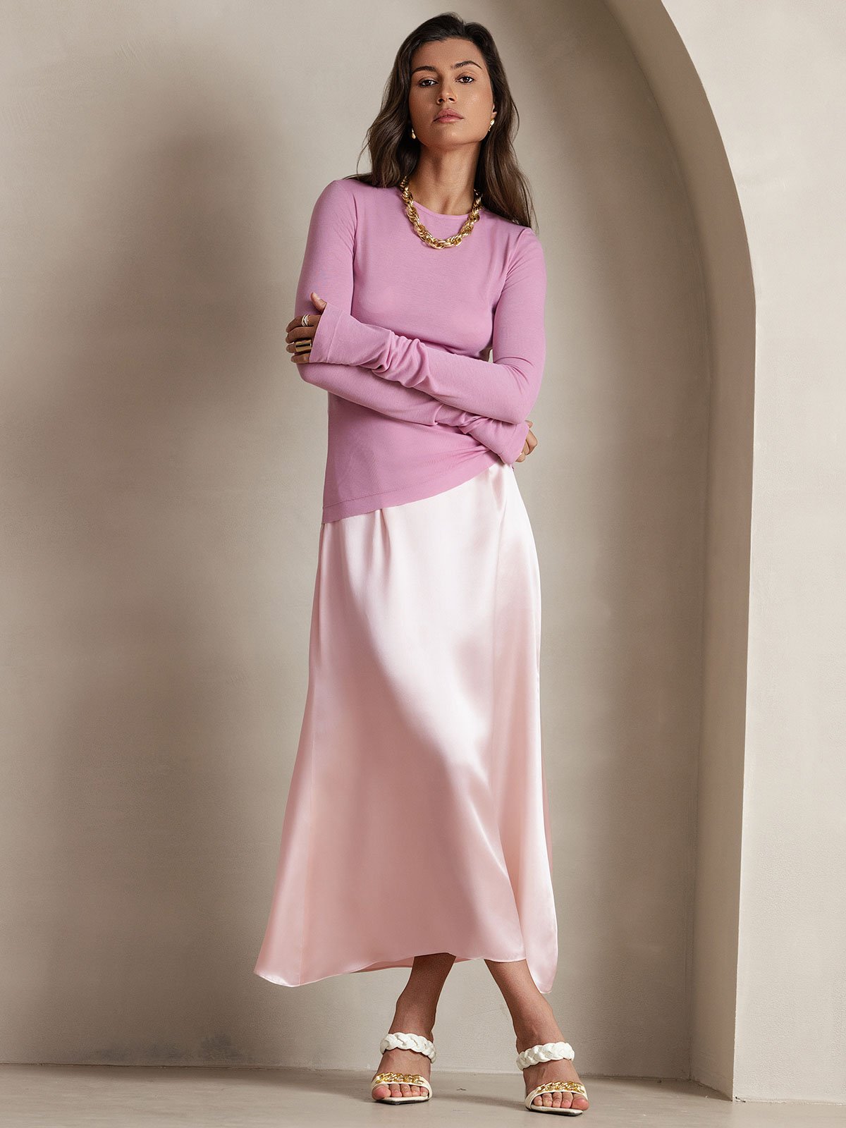 [Pink] SilkSilky  Skirt 001