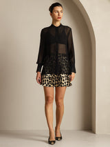 [Black] SilkSilky  Long Sleeve Lapel Collar Women's Blouse 008
