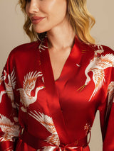 [Dark Red] SilkSilky  3/4 Sleeve Women's Robe 004