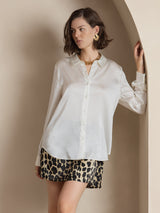 [White] SilkSilky  Long Sleeve Lapel Collar Women's Shirts 003
