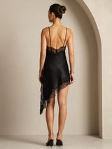 [Black] SilkSilky  Spaghetti Strap V Neck Dress 002