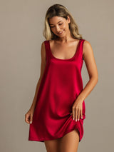 [Wine] SilkSilky  Sleeveless Nightgown 007