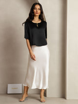 [Black] SilkSilky  Half Sleeve Women's T-Shirt 005