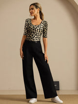 [Leopard] SilkSilky  Half Sleeve Women's T-Shirt 008