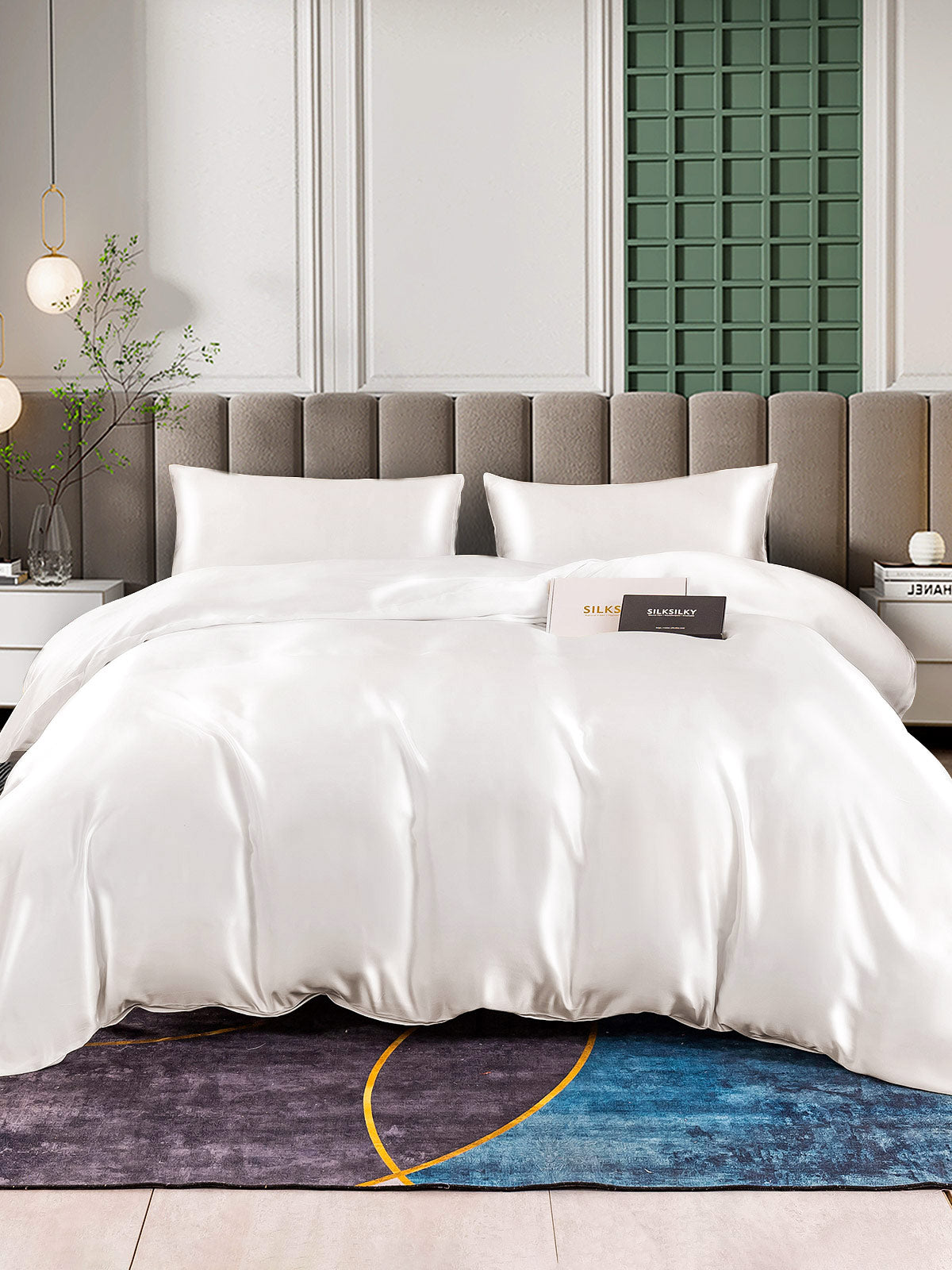 [White] SilkSilky  25Momme Bedding Set 001