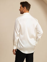 [White] SilkSilky  Long Sleeve Lapel Collar Men's Shirt 002