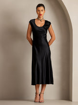 [Black] SilkSilky  Cap Sleeve Dress 001
