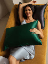 [DarkGreen+DarkGray] SilkSilky  19Momme Pillowcase 004