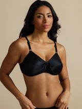 Black pure silk bra with adjustable straps and soft cup design