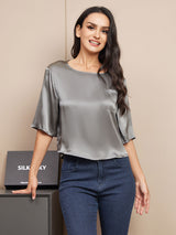 [Dark Gray] SilkSilky  Half Sleeve Women's T-Shirt 005