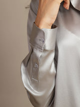 [Light Gray] SilkSilky  Long Sleeve Lapel Collar Women's Shirts 005