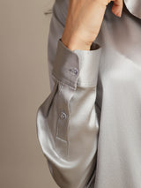 [Light Gray] SilkSilky  Long Sleeve Lapel Collar Women's Shirts 005