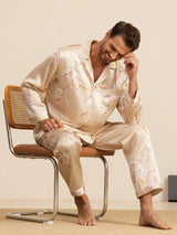 [Champagne] SilkSilky  Long Sleeve Lapel Collar Men's Pajamas 008