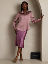 [Pale Mauve] SilkSilky  Long Sleeve Lapel Collar Women's Shirts 007