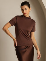 [Coffee] SilkSilky  Short Sleeve Women's T-Shirt 001