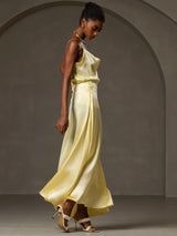 [Yellow] SilkSilky  Spaghetti Strap Cowl Neck Camisole Top 006