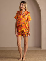 [Orange Dog] SilkSilky  Short Sleeve Lapel Collar Women's Pajamas 006