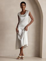 [White] SilkSilky  Cap Sleeve Dress 005