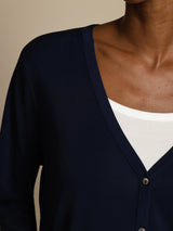 [Dark Blue] SilkSilky  Long Sleeve Women's Cardigan 007