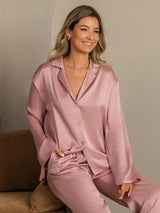 [Peach Skin] SilkSilky  Long Sleeve Lapel Collar Women's Pajamas 008