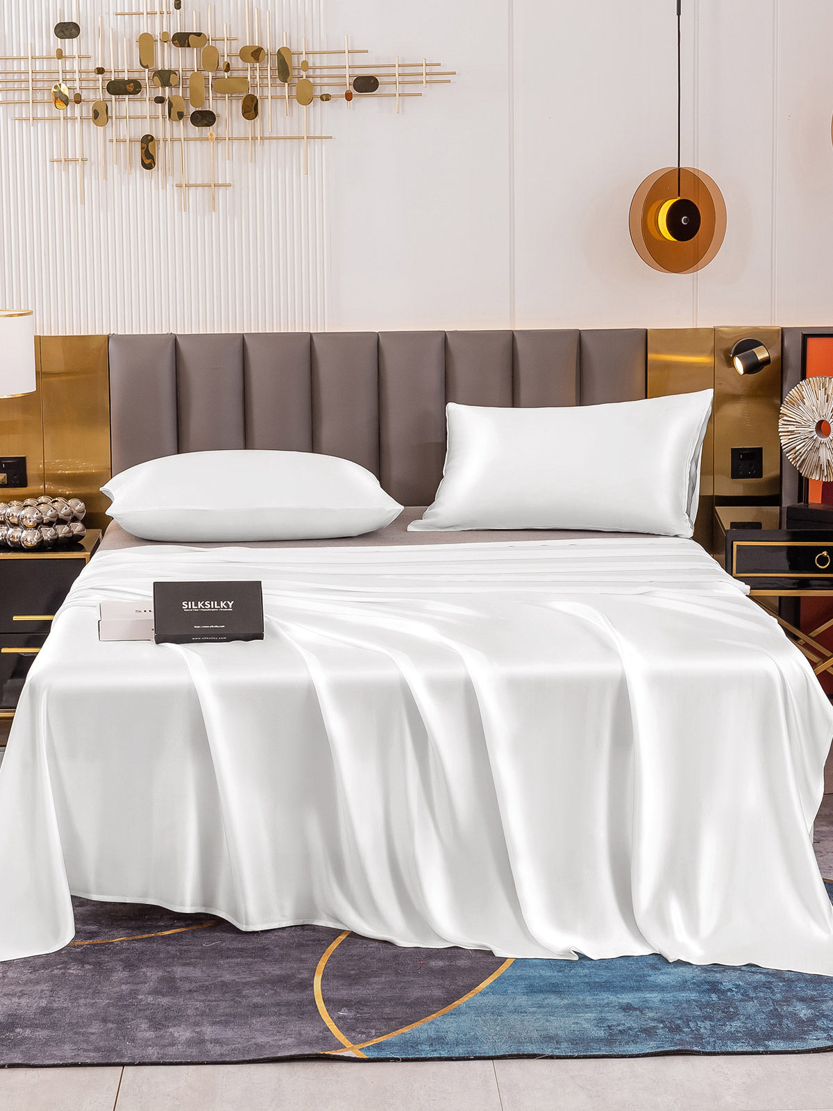 [White] SilkSilky  19Momme Bedding Set 002