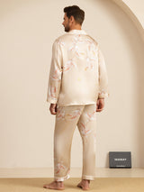 [Champagne] SilkSilky  Long Sleeve Lapel Collar Men's Pajamas 002