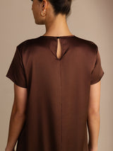 [Bitter Chocolate] SilkSilky  Short Sleeve Crew Neck Dress 006