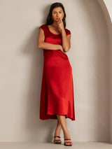 [Wine] SilkSilky  Cap Sleeve Dress 003