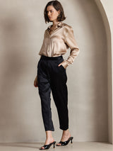 [Champagne] SilkSilky  Long Sleeve Lapel Collar Women's Shirts 008