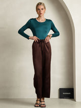 [Posy Green] SilkSilky  Long Sleeve Round Neck Women's T-Shirt 007