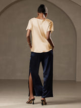 [Champagne] SilkSilky  Short Sleeve Boat Neck Women's T-Shirt 009