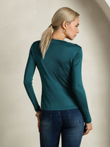 [Posy Green] SilkSilky  Long Sleeve Round Neck Women's T-Shirt 002