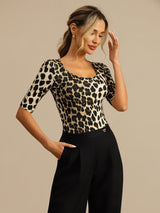 [Leopard] SilkSilky  Half Sleeve Women's T-Shirt 005