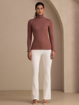 [Cameo Rose] SilkSilky  Long Sleeve Turtle Neck Women's T-Shirt 007