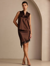 [Bitter Chocolate] SilkSilky  Sleeveless Tie Neck Camisole Top 006