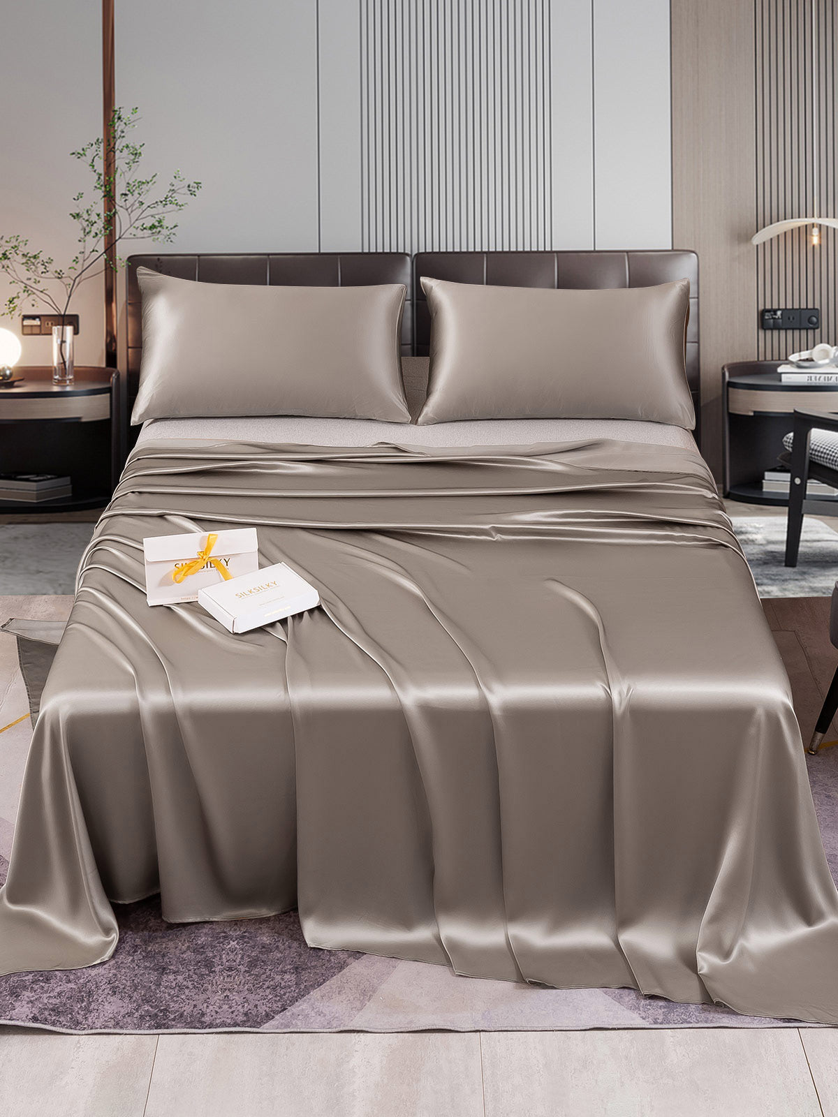[Gray] SilkSilky  22Momme Bedding Set 001